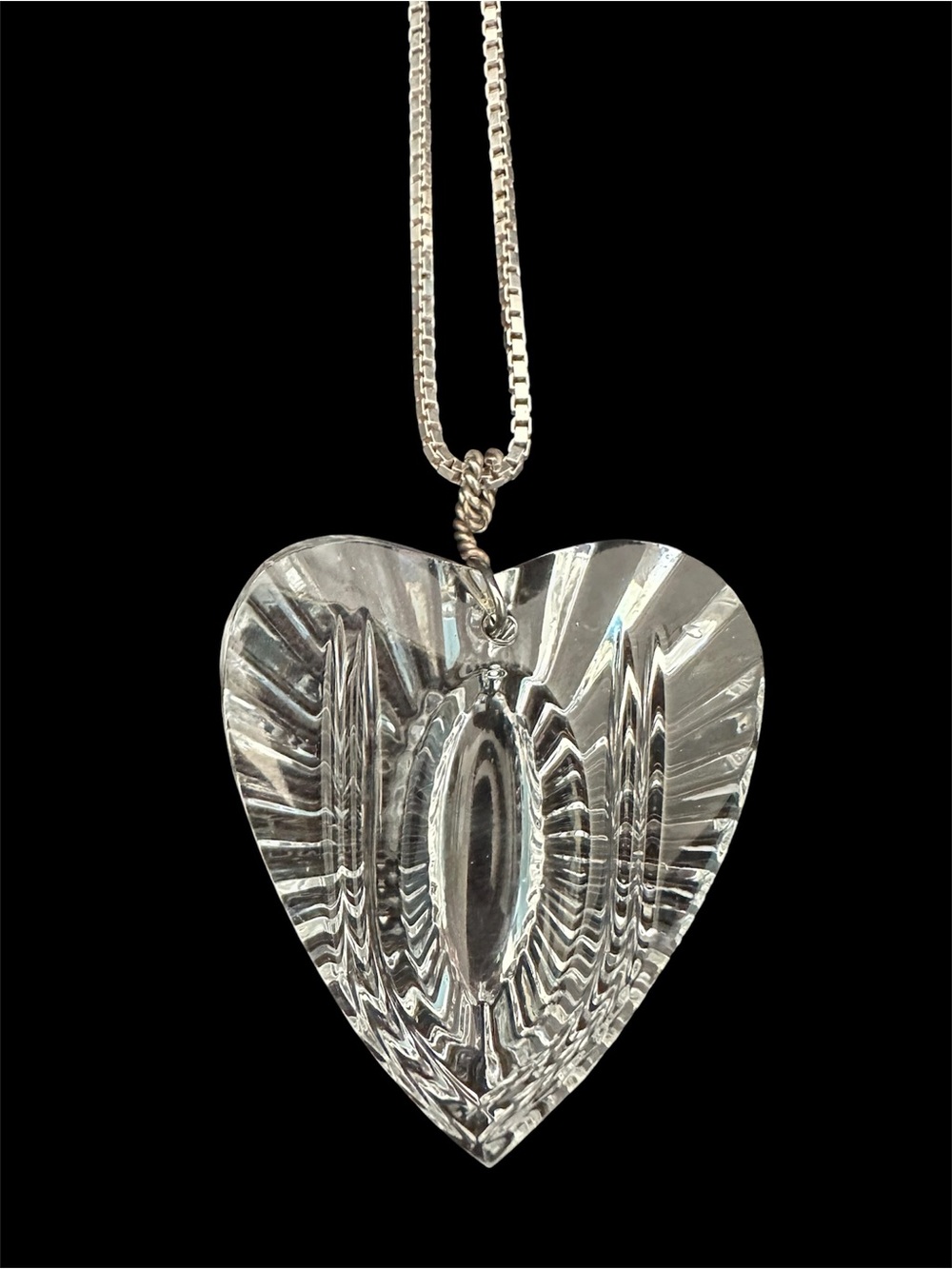 Vintage Waterford Crystal Heart Pendant On Sterling Silver Chain